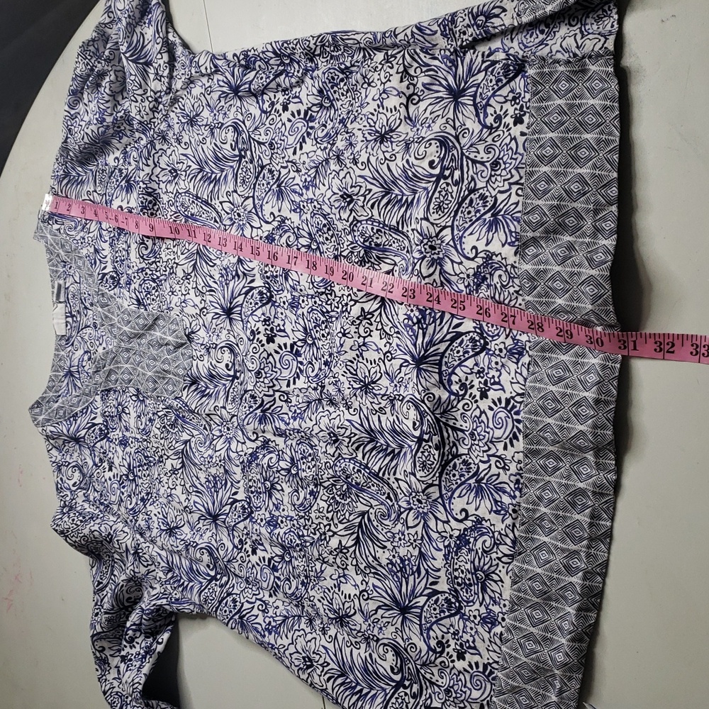 Sigrid Olsen Women 100% Linen Floral Boho 3/4 Sleeves Tunic Top Size 1X Coastal - Picture 9 of 14